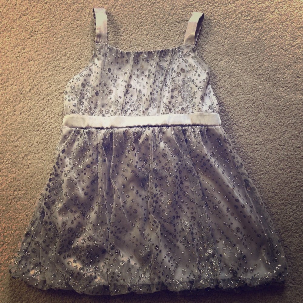 Girls Silver glitter dot top
